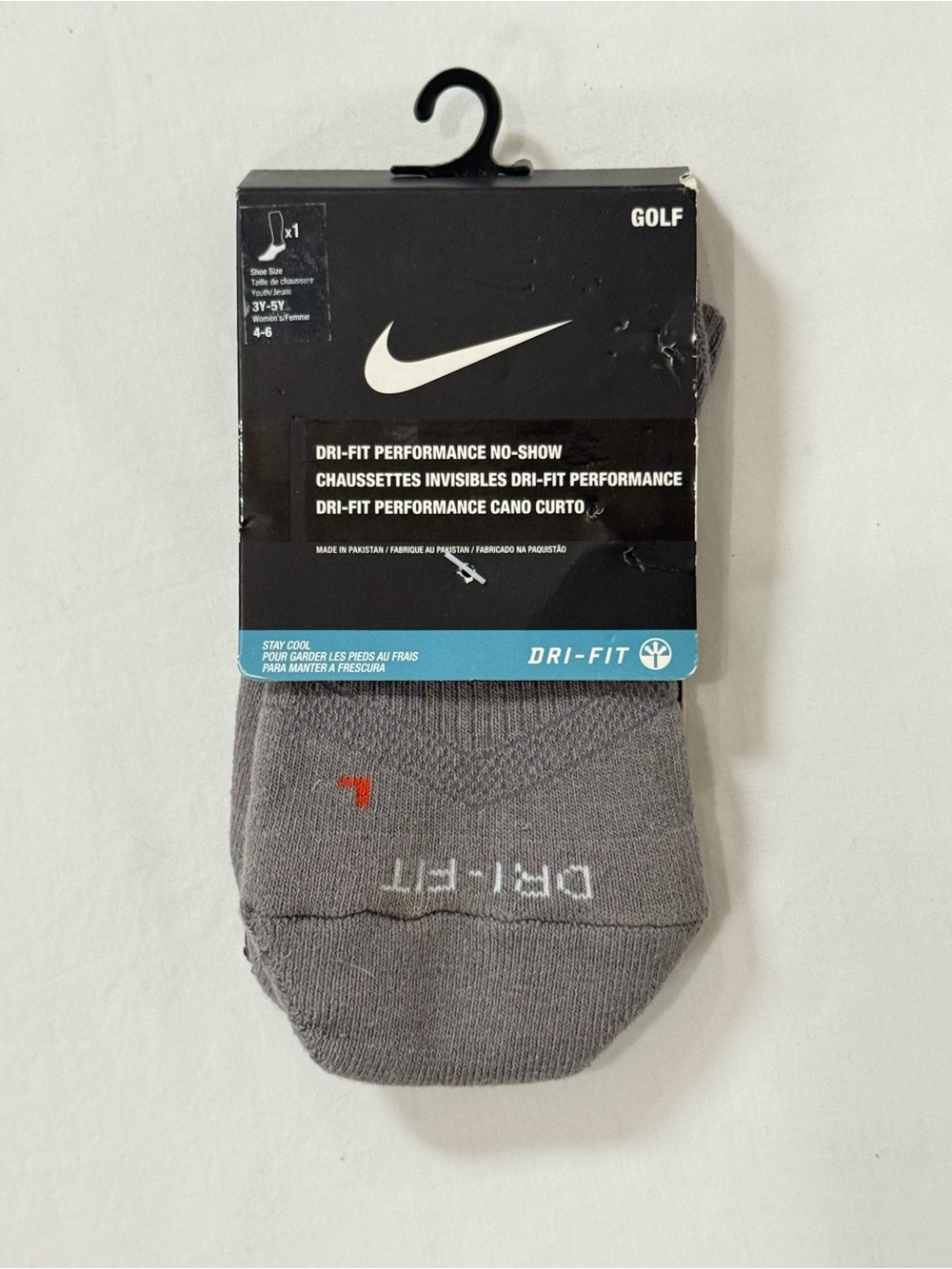 Nike Adult Unisex Dri Fit Performance No-Show Golf Socks Gray SG0567  Small NEW